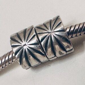 Two Pandora Silver Starburst Bead Clip Charms S925 ALE Sterling Silver